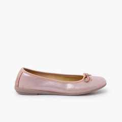 Shiny ballet pumps with bow Pink