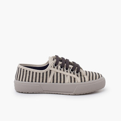 Wide-soled striped trainers Crudo y Gris