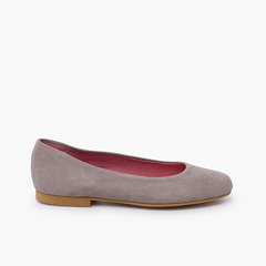Suede ballet pumps with dress sole Pearl Grey