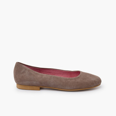 Suede ballet pumps with dress sole Taupe