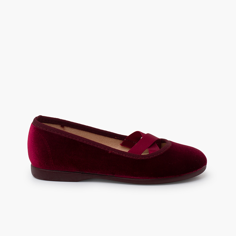 Girls burgundy flats best sale