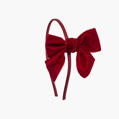 Satin headband with velvet bow Red
