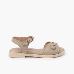 Leather sandals buckle fastening Sand
