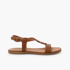 Braided central strap sandals Leather