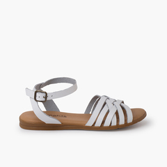 Crossed straps sandals ankle bracelet White