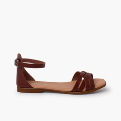 Leather strappy sandals heel-pad Leather