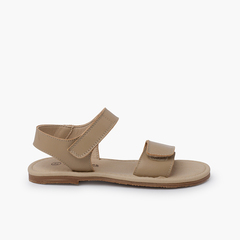 Nappa leather sandals adherent straps Sand