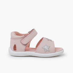 First steps sandals glitter stars Pink