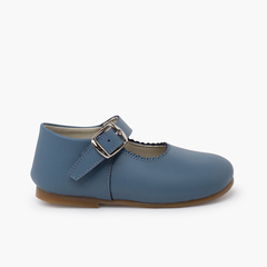 Leather Mary Janes caramel sole Airforce blue