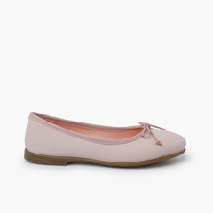 Soft leather ballet pumps little bow Dusty Pink