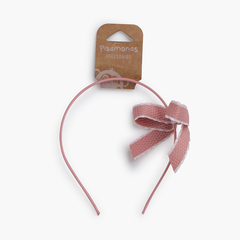 Headband with white border bow La France Pink