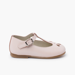 Pearly leather Mary Janes die-cut design Baby Pink