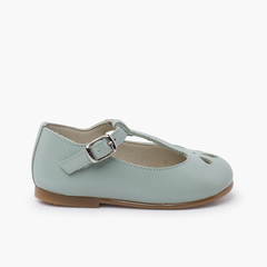 Pearly leather Mary Janes die-cut design Mint Green