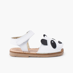 Nappa menorcan sandals animals hook-and-loop fastener Panda