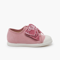 Velvet bow trainers Pink