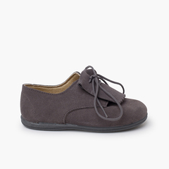 Suede Bluchers Fringed Tongue Grey