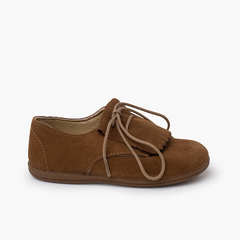 Suede Bluchers Fringed Tongue Taupe