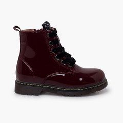 Velvet laced boots type patent leather Garvalín Burgundy