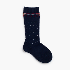 High socks Greek pattern and dots Navy Blue