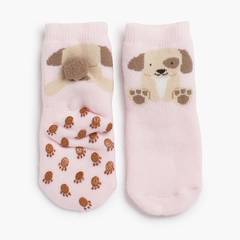 Non-Slip Socks puppy pompom  Pink