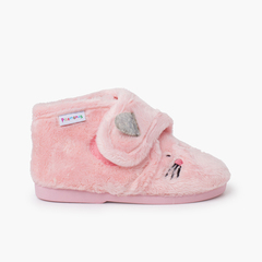 Animal teddy fabric slippers Pink