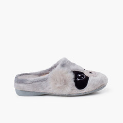 Clog-style panda slippers Grey