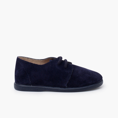 Suede Lace-up Boys' Brogues Thin Sole Navy Blue