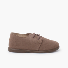 Suede Lace-up Boys' Brogues Thin Sole Taupe