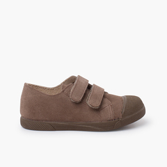 Suede boys' trainers rubber Toe Cap Taupe