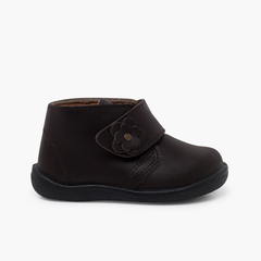 Washable leather girls' boots flower Brown