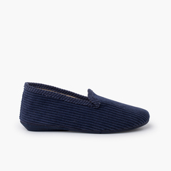 Kung-fu style corduroy slippers Navy Blue