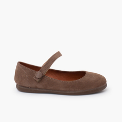 Suede mary janes girls button strap Bole
