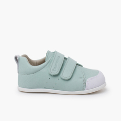 Soft trainers leather double hook-and-loop fastener Mint Green