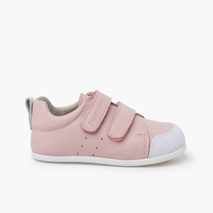 Soft trainers leather double hook-and-loop fastener Pink