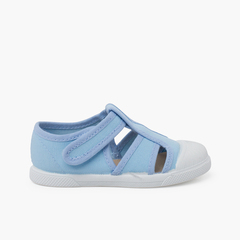 Soft canvas sandals for children Bleu Ciel