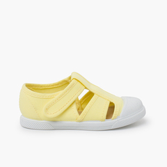 Soft canvas sandals for children Lemon