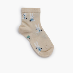 Short socks with bunnies Linen