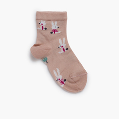 Short socks with bunnies Dusty Pink