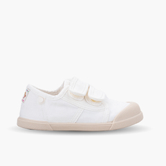 Barefoot toe trainers with hook-and-loop closure White