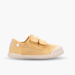 Barefoot toe trainers with hook-and-loop closure Mustard