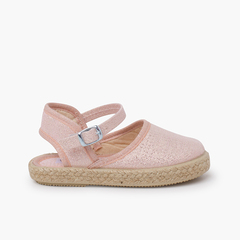 Shiny espadrilles with buckle Pink