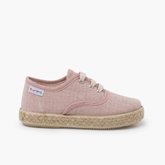 Trainers jute sole and shiny dots Old Rose