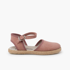 Espadrilles thin sole buckle Old Rose