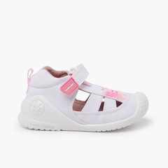 First steps sandals Biomecanics elephant White and Pink
