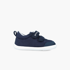 Soft canvas double hook-and-loop strap trainers Blue