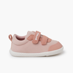 Soft canvas double hook-and-loop strap trainers Pink