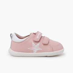 Trainers soft leather star hook-and-loop fastening Pink