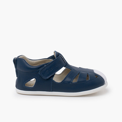 Soft leather sandal thin sole Navy Blue