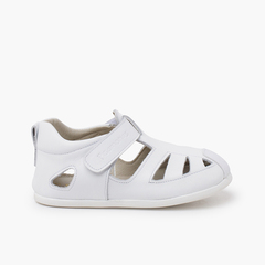 Soft leather sandal thin sole White