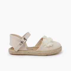 Ceremony espadrilles organza flowers Off-White